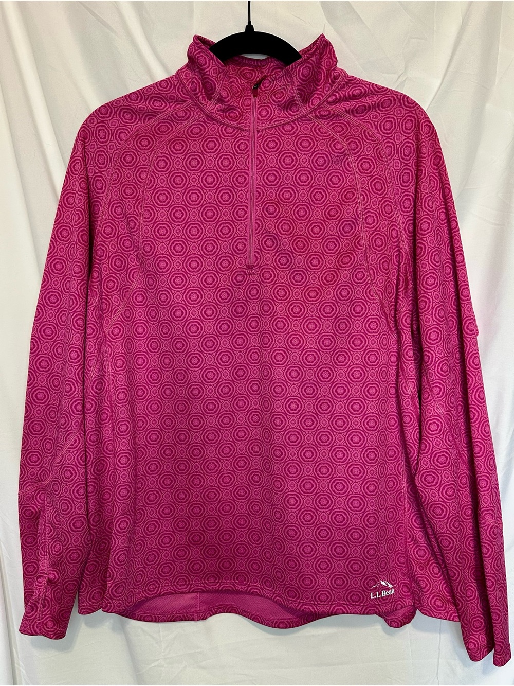 L.L. Bean Pink Long Sleeve Active 1/4 Zip Top size XL (14/16)